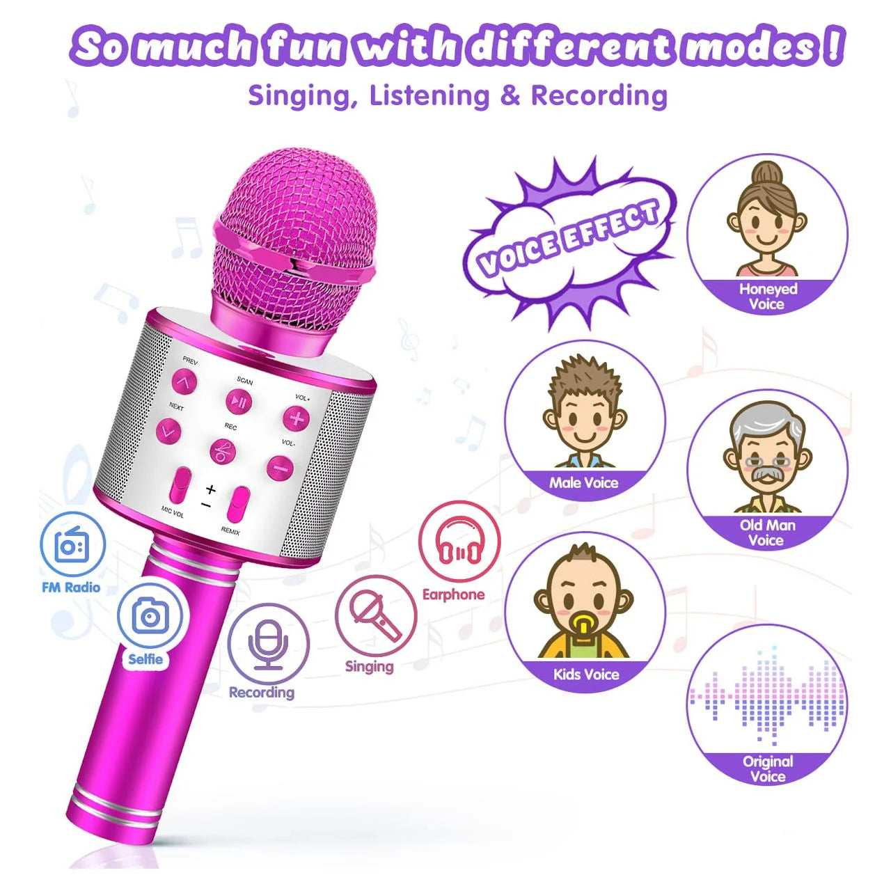 Karaoke Microphone for Kids, Toys for 3-12 Year Old Girls, Kids Microphone Girls Toys Bluetooth Microphone Birthday Gifts for 3 4 5 6 7 8 Years Old Girls Boys