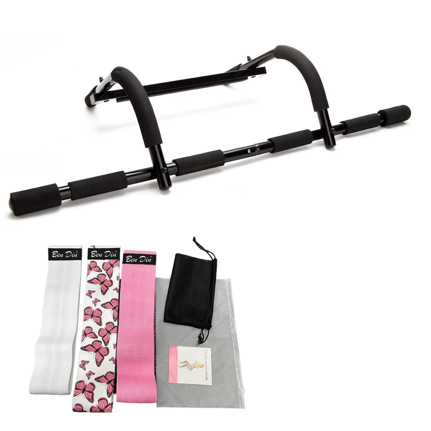 Ben Din Clothing Multi-Function Portable Pull up Bar for Doorway, Black