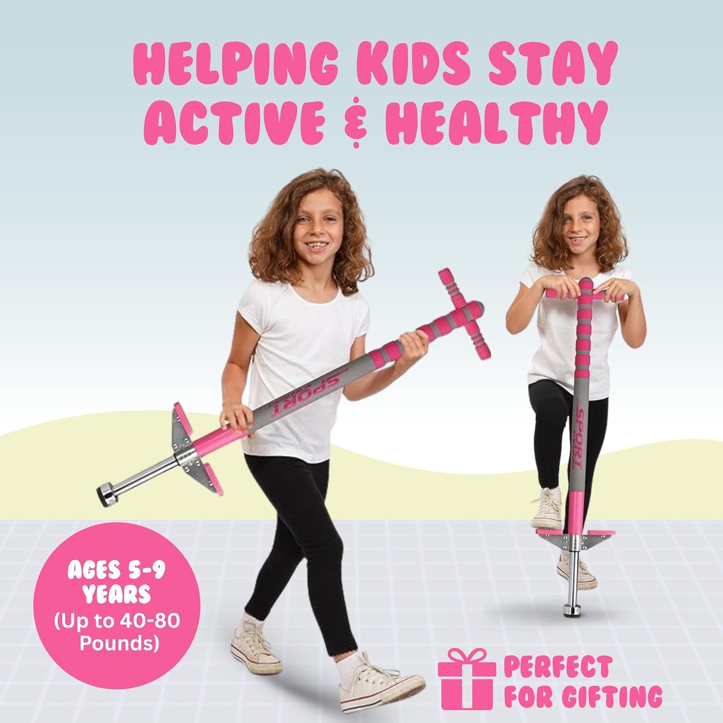 New Bounce Pogo Stick for Kids - Pogo Sticks, 40 to 80 Lbs - Sport Edition, Quality, Easy Grip, Pogostick for Hours of Wholesome Fun