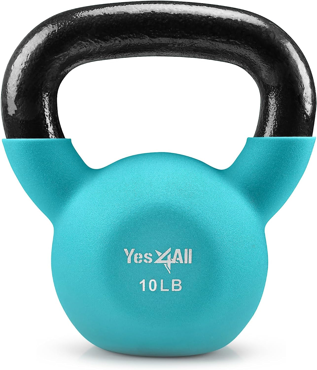 Yes4All Kettlebell, 5-65 LB Neoprene Coated Cast Iron Kettlebells, Wide Grip Handle & Flat Bottom for Swings, Squats, Deadlifts, Push Ups & Full Body Training at Home Gym - Single & Set