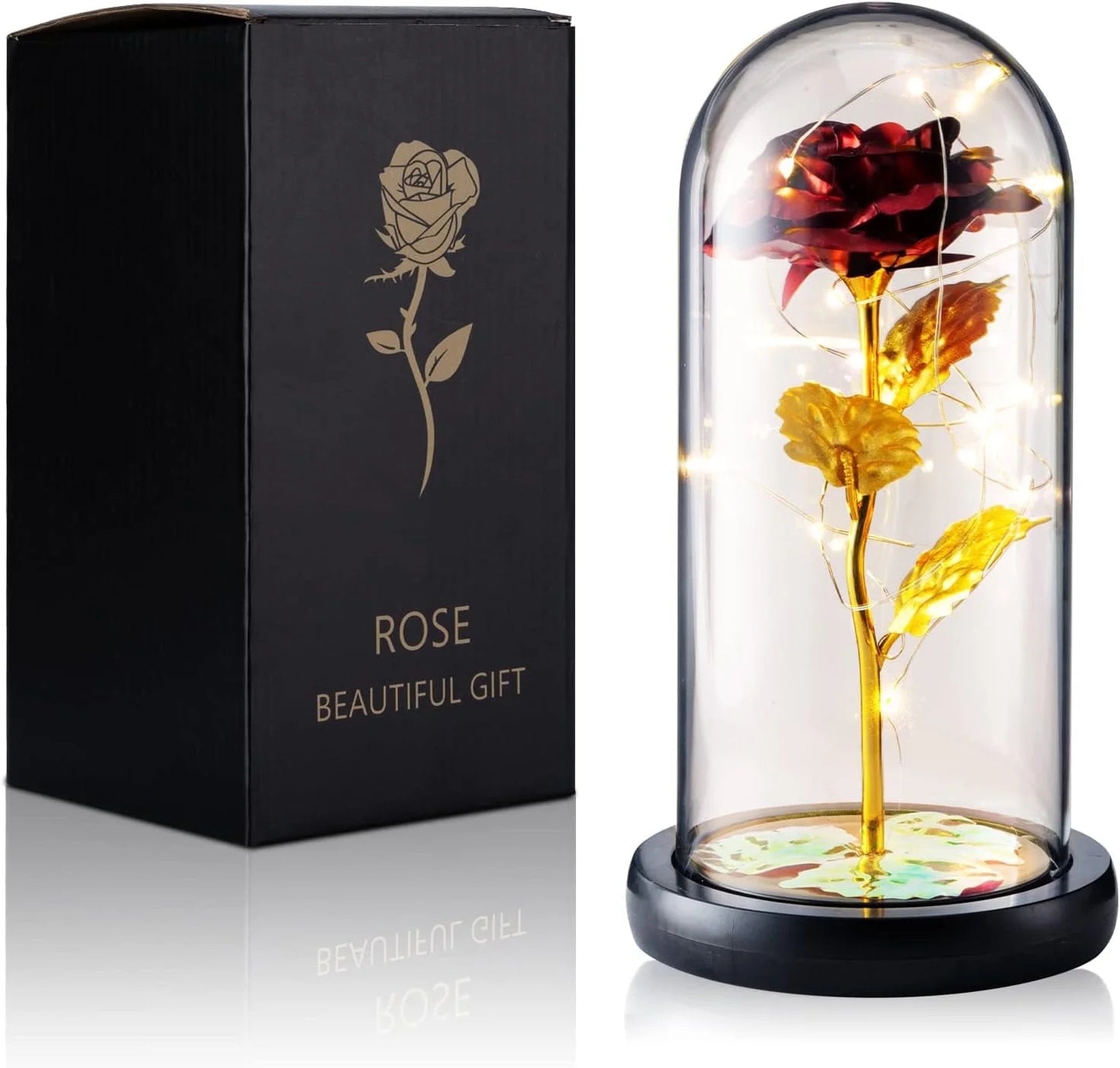 Qoosea Rose Flower Gifts for Women, Room Decor Forever Rose in Plastic Dome Romantic Gifts for Her Christmas Anniversary Valentine'S Day Mother'S Day Birthday Home Decor Red