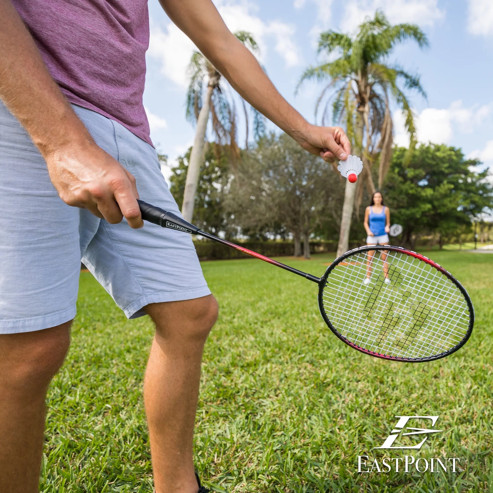 Eastpoint Sports 2 Player Badminton Racket Set; 2 Rackets with Steel Shafts, 2 Shuttlecock Birdies