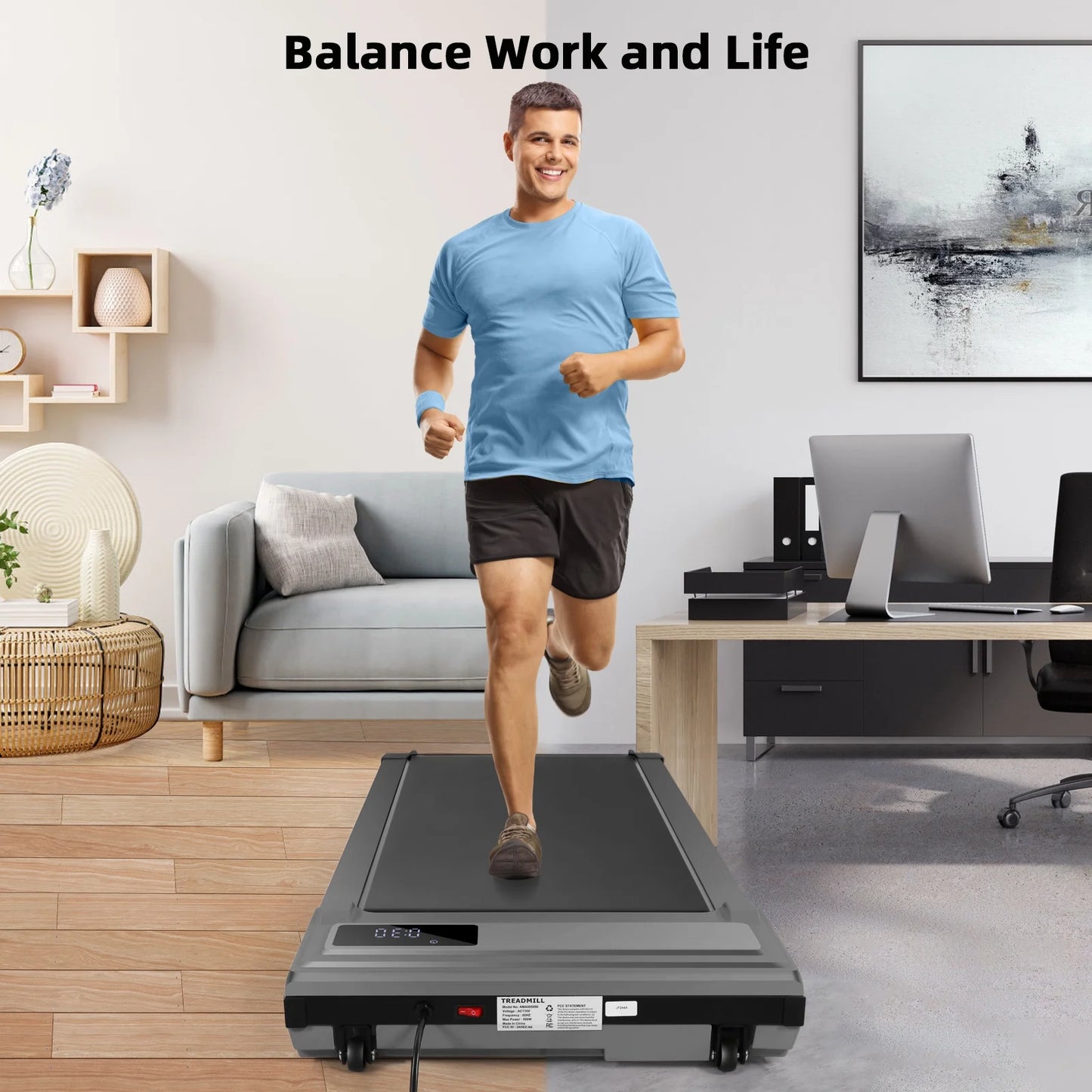 ANCHEER Walking Pad, 2 in 1 under Desk Treadmill with Remote Control、Led Display, 300 Lbs Portable Treadmill for Home/Office (Black)