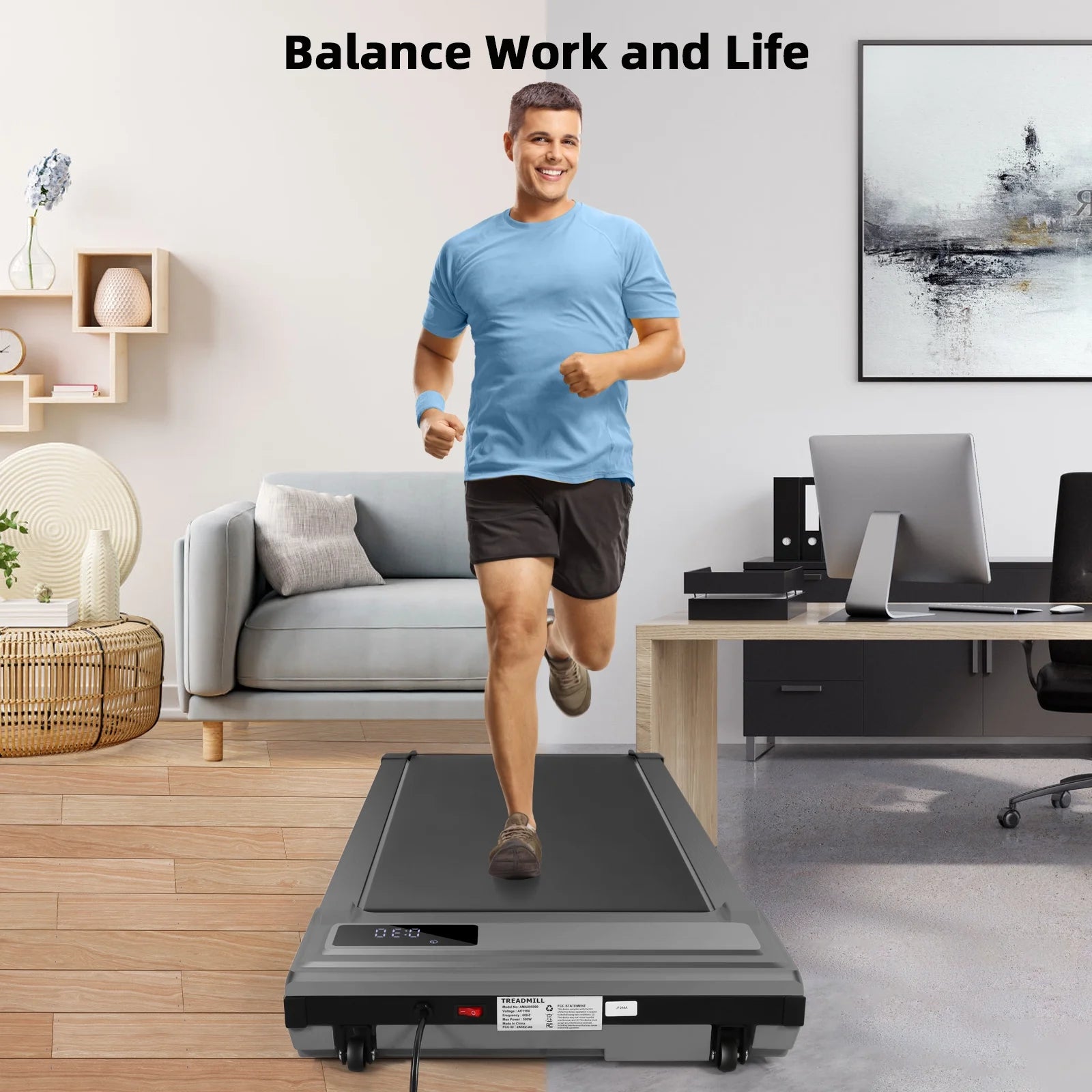 ANCHEER Walking Pad, 2 in 1 under Desk Treadmill with Remote Control、Led Display, 300 Lbs Portable Treadmill for Home/Office (Black)