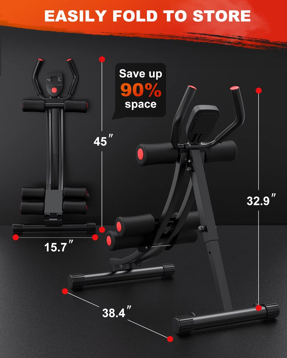 GIKPAL Foldable Ab Machine, Ab Workout Equipment for Home Gym,Core & Abdominal Trainer Fitness Equipment Max 440Lbs with LCD Display
