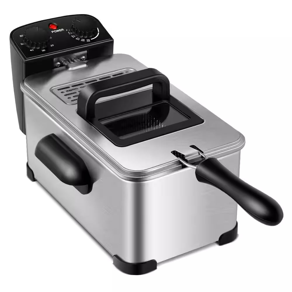 3.2 Qt. Electric Deep Fryer 1700-Watt Stainless Steel Timer Frying Basket