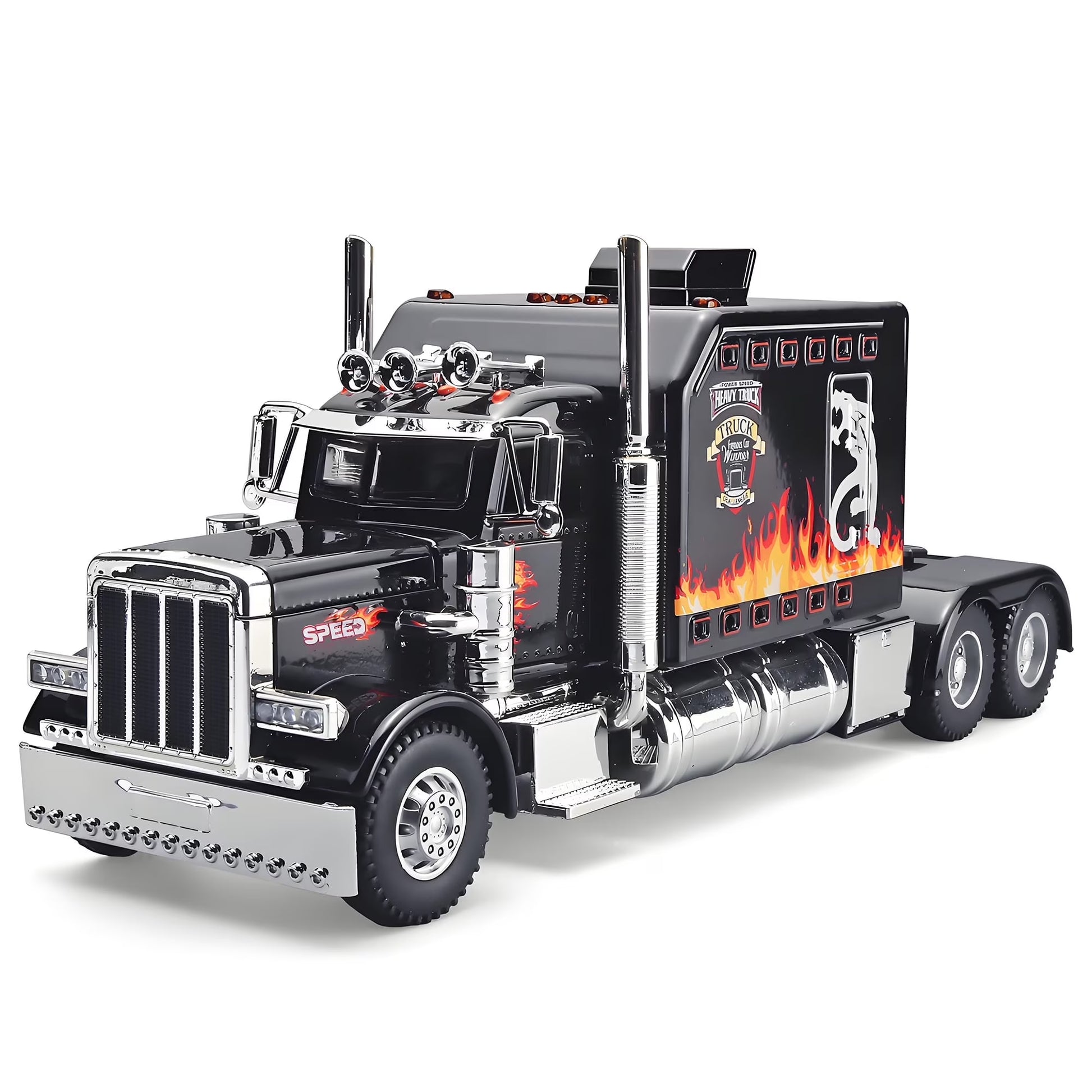 Anmyjuly 1/24 Metal Diecast Semi Truck Toy with Lights and Sounds, Trailer Model for Boys 4-7 Years Old, Red