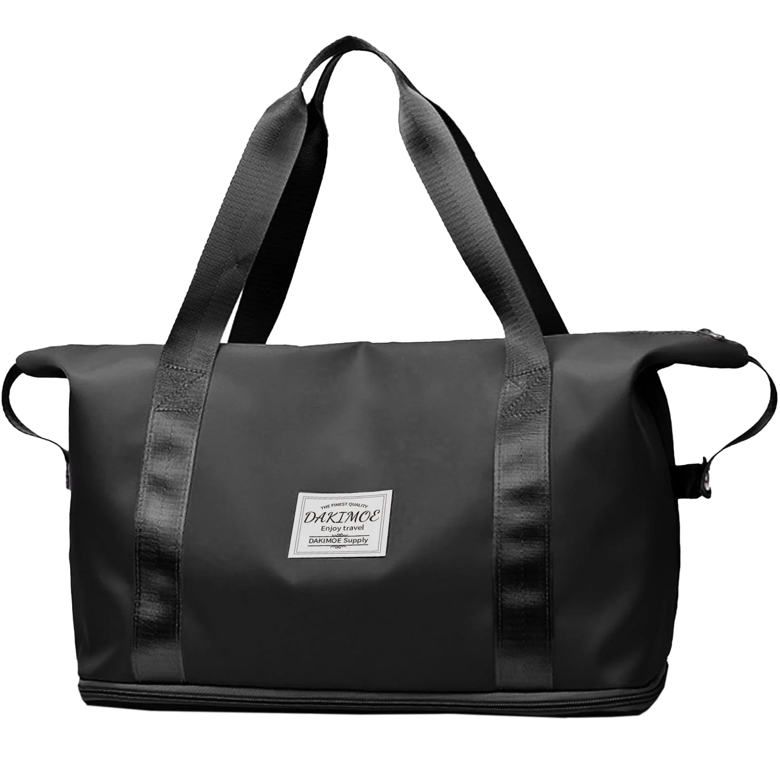 DAKIMOE Weekender Bags for Women, Travel Bag Carry on Gym Bag, Travel Duffle Bag with Wet Dry Pocket/Front Phone Pocket/Trolley Sleeve Pocket, Black
