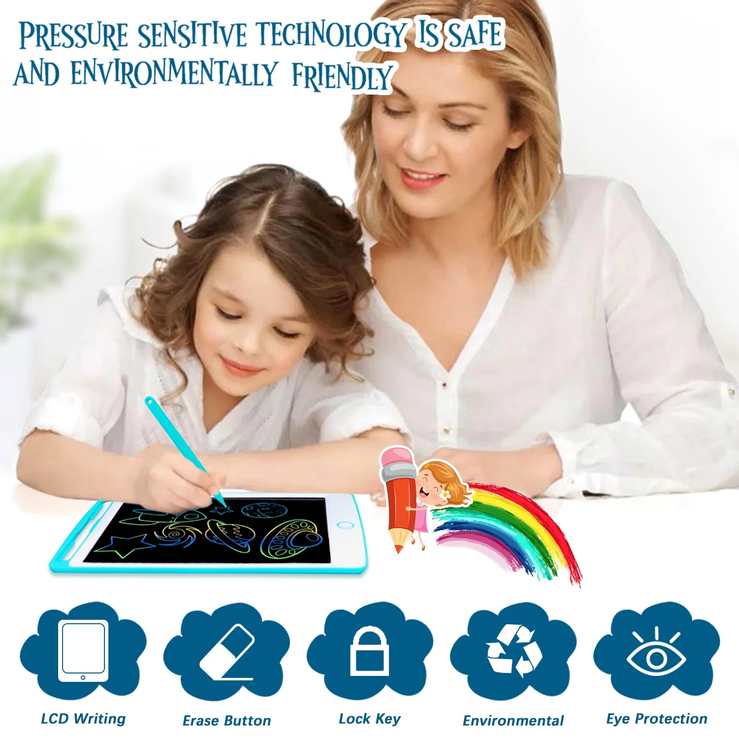 Richgv LCD Writing Tablet for Kids, 8.5 Inch Drawing Tablet Doodle Pad Preschool Learning Toys for Toddlers, Drawing Pad Gifts for Boys Girls