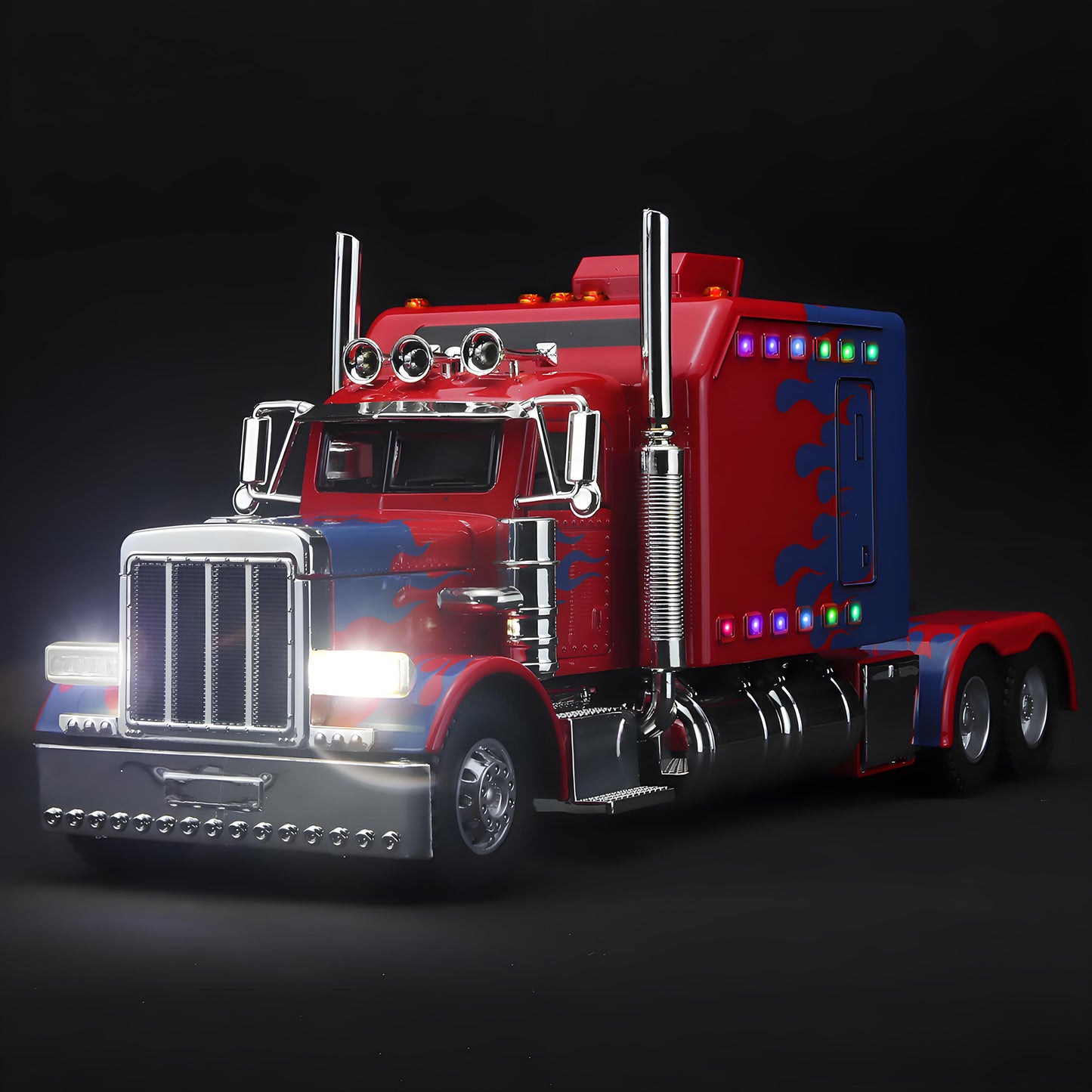 Anmyjuly 1/24 Metal Diecast Semi Truck Toy with Lights and Sounds, Trailer Model for Boys 4-7 Years Old, Red