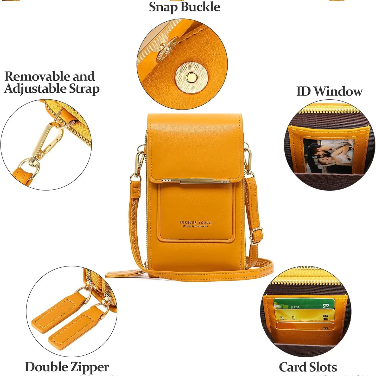 Anti-Theft Leather Bag,Small Crossbody Cell Phone Purse Wallet for Women,Rfid Block Phone Purse Crossbody with Shoulder Strap