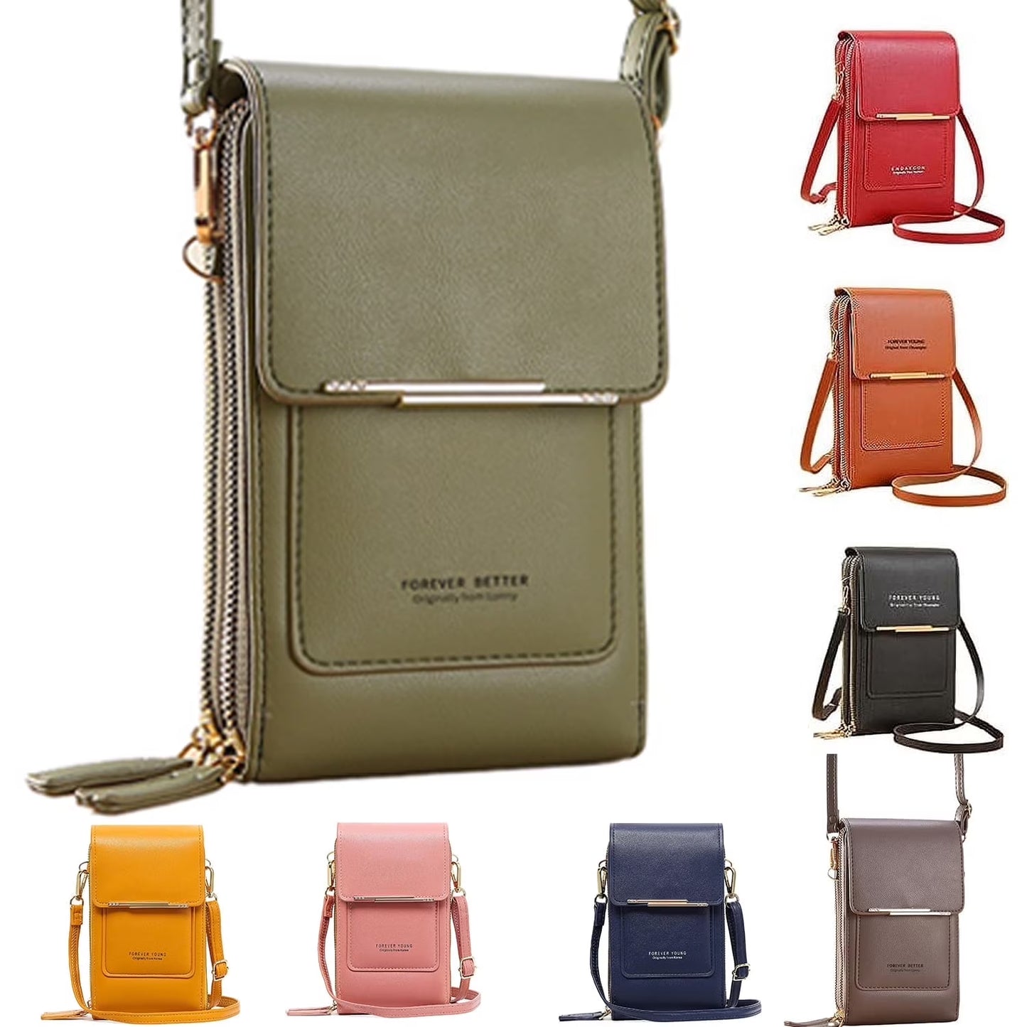 Anti-Theft Leather Bag,Small Crossbody Cell Phone Purse Wallet for Women,Rfid Block Phone Purse Crossbody with Shoulder Strap