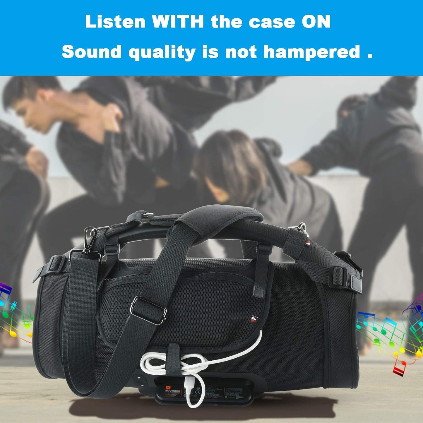 Travel Carrying Strap for JBL Boombox/Boombox 2 Waterproof Portable Speaker, Shoulder Strap with Two Side Covers Travel Carrying Pouch for JBL Boombox (Black)
