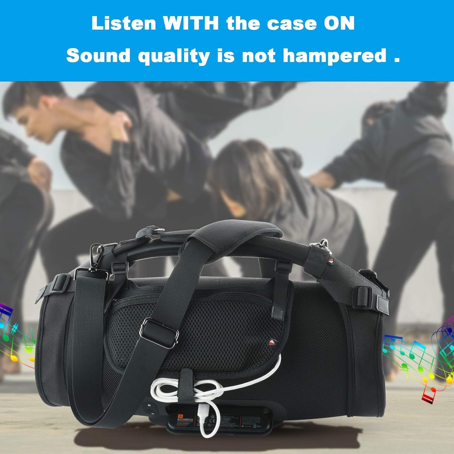 Travel Carrying Strap for JBL Boombox/Boombox 2 Waterproof Portable Speaker, Shoulder Strap with Two Side Covers Travel Carrying Pouch for JBL Boombox (Black)