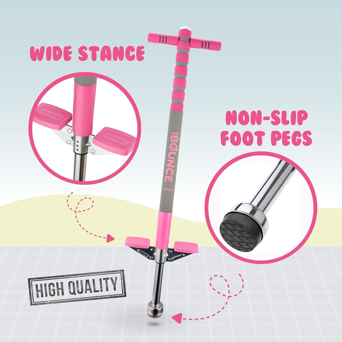 New Bounce Pogo Stick for Kids - Pogo Sticks, 40 to 80 Lbs - Sport Edition, Quality, Easy Grip, Pogostick for Hours of Wholesome Fun