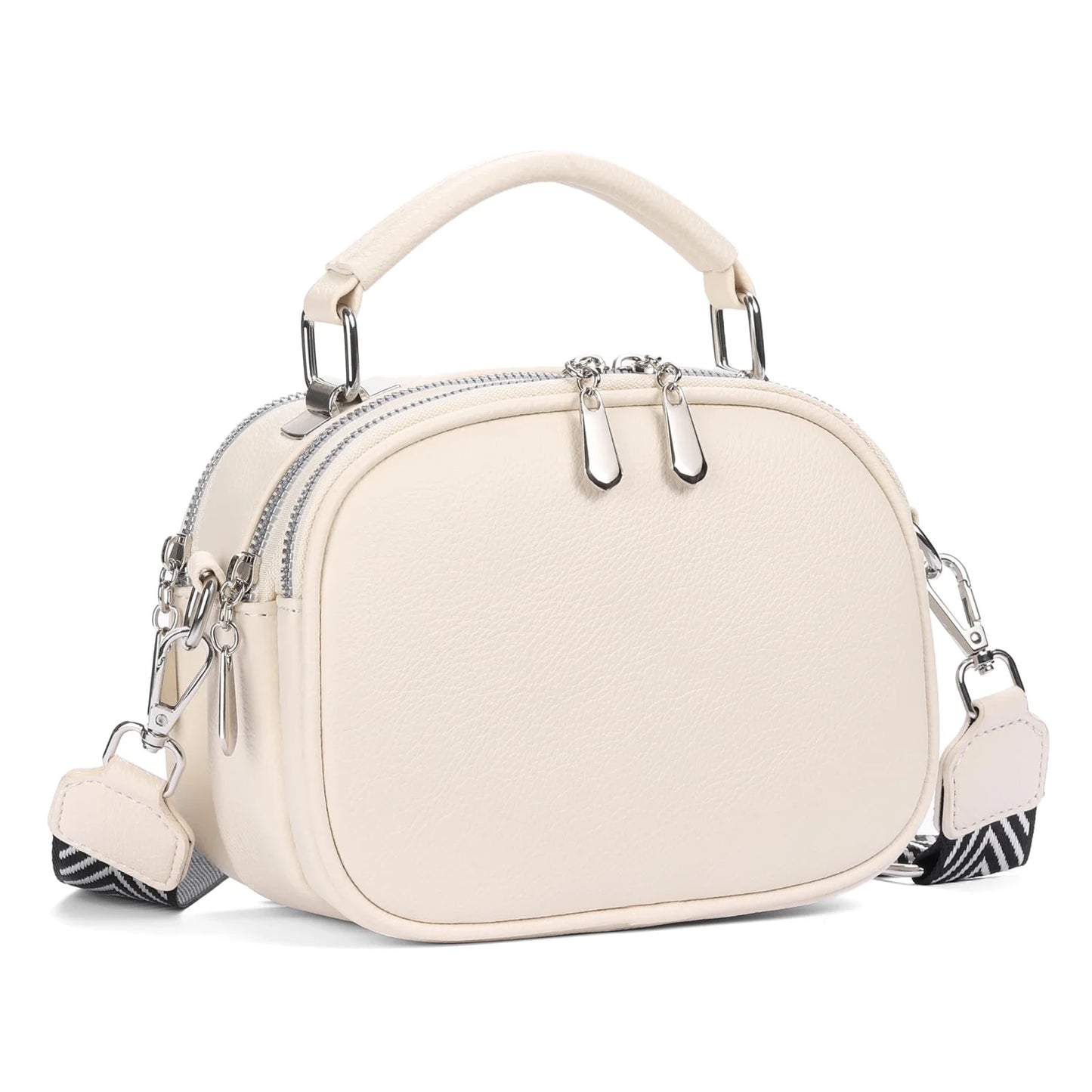 GAEKEAO Crossbody Bags for Women Small Genuine Leather Shoulder Purse Cross Body Bag with Wristlet Top Zipper