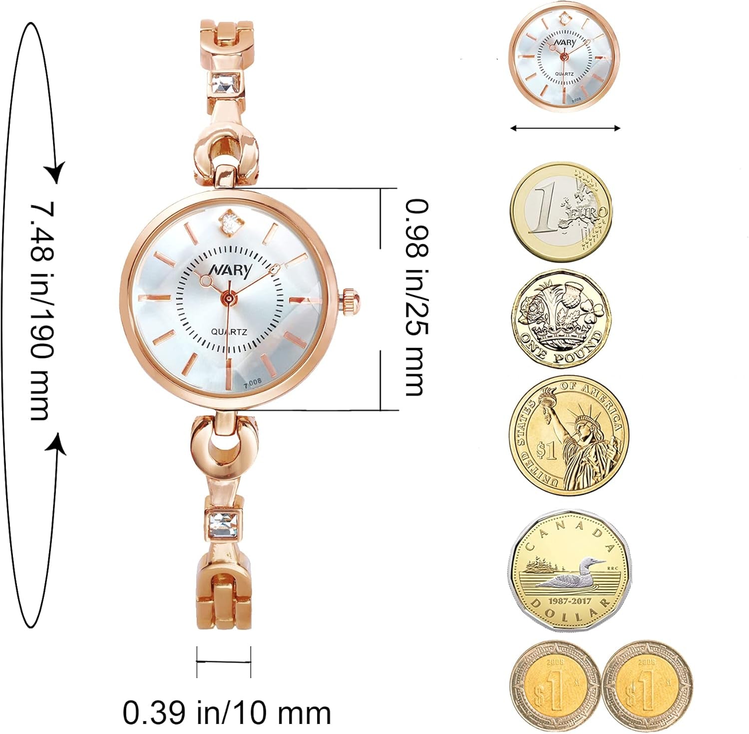 Clastyle Rose Gold Watch and Bracelets Set with 3 Bangle Elegant Mothers Day Gift for Momdiamond Women Bracelet Watch Set Stainless Steel Strap Ladies Wrist Watches