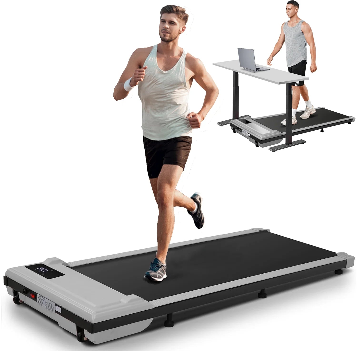 ANCHEER Walking Pad, 2 in 1 under Desk Treadmill with Remote Control、Led Display, 300 Lbs Portable Treadmill for Home/Office (Black)