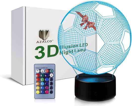 Soccer Night Light,3D Illusion Football Lamp with Remote Control&Smart Touch 16 Colors Changing for Kids Sport Lovers Home Decor
