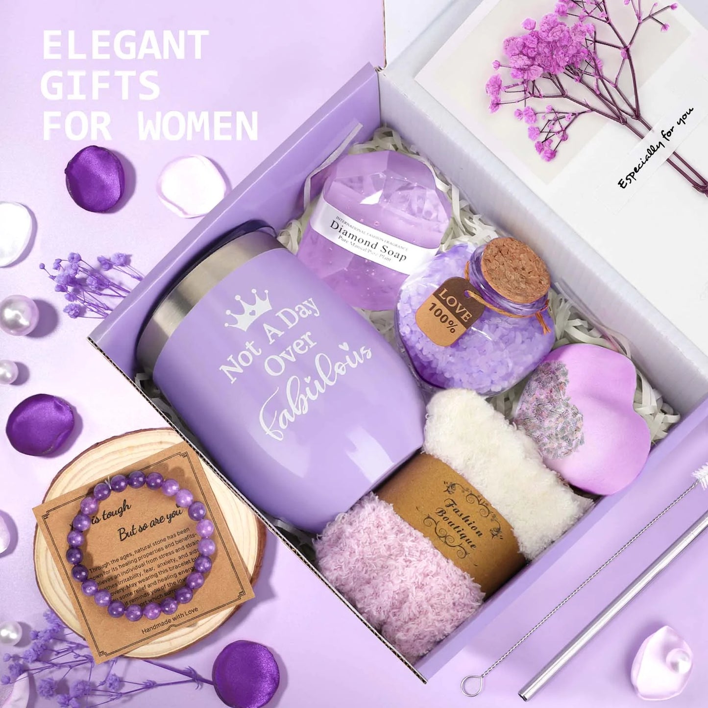 Ayieyill Gift Baskets Set for Women, 10 Pack Bath and Body Set for Christmas Holiday Birthday Gift, Purple