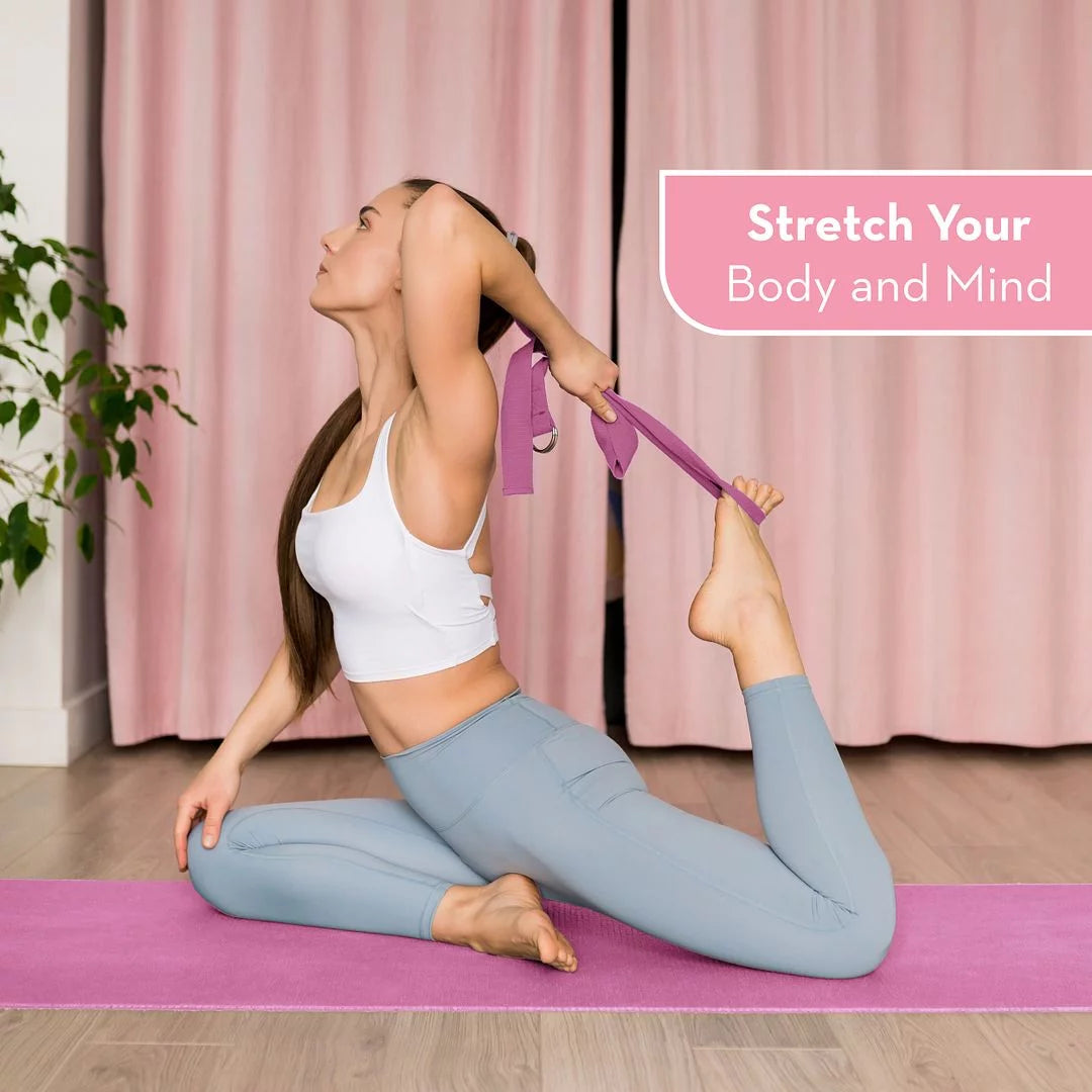 Hemingweigh Polyester 72" Assembled Length Yoga Mat with Non-Slip Blocks, Strap, Towels, Pink