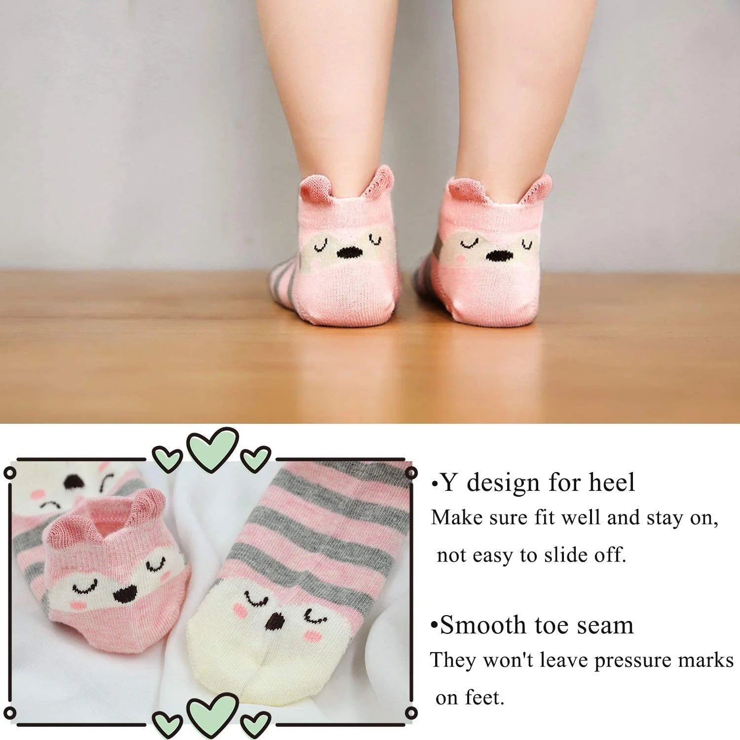 Girls Socks 6-8 Years Old, LOFIR Girls Ankle Socks Soft Cotton 3D Ear Animal Pattern Novelty Cute Funny Summer Ankle Socks for Boys & Girls 5-7 Years, 5 Pairs