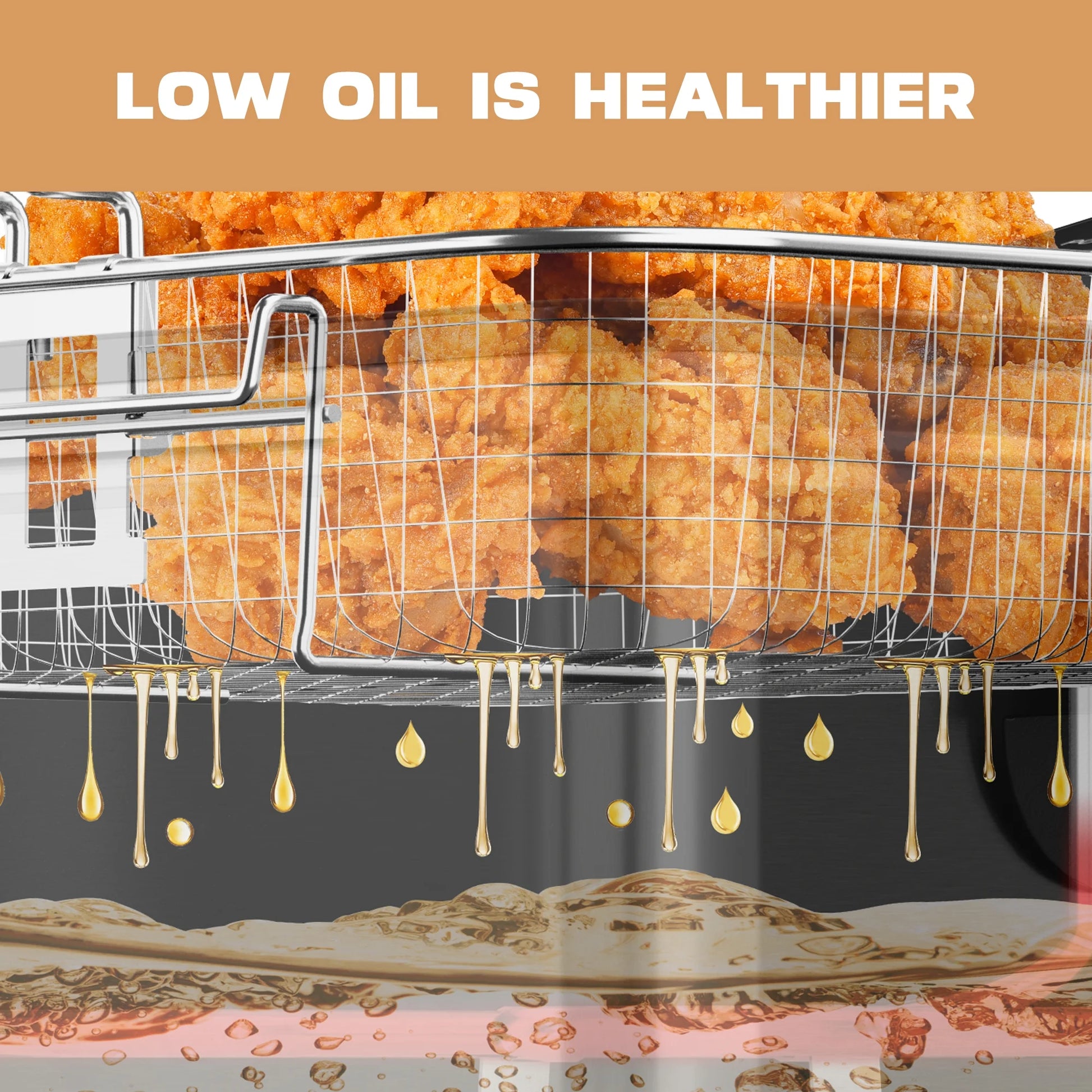 Deep Fryer with 3 Baskets, 5 L/21 Cups Oil Capacity, Temperature Control, Stainless Steel, 1700 W