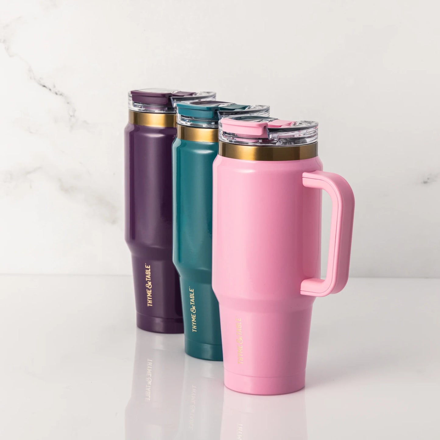 32 Fl Oz Stainless Steel Luna Tumbler with Handle and Dual Straw Lid, Purple
