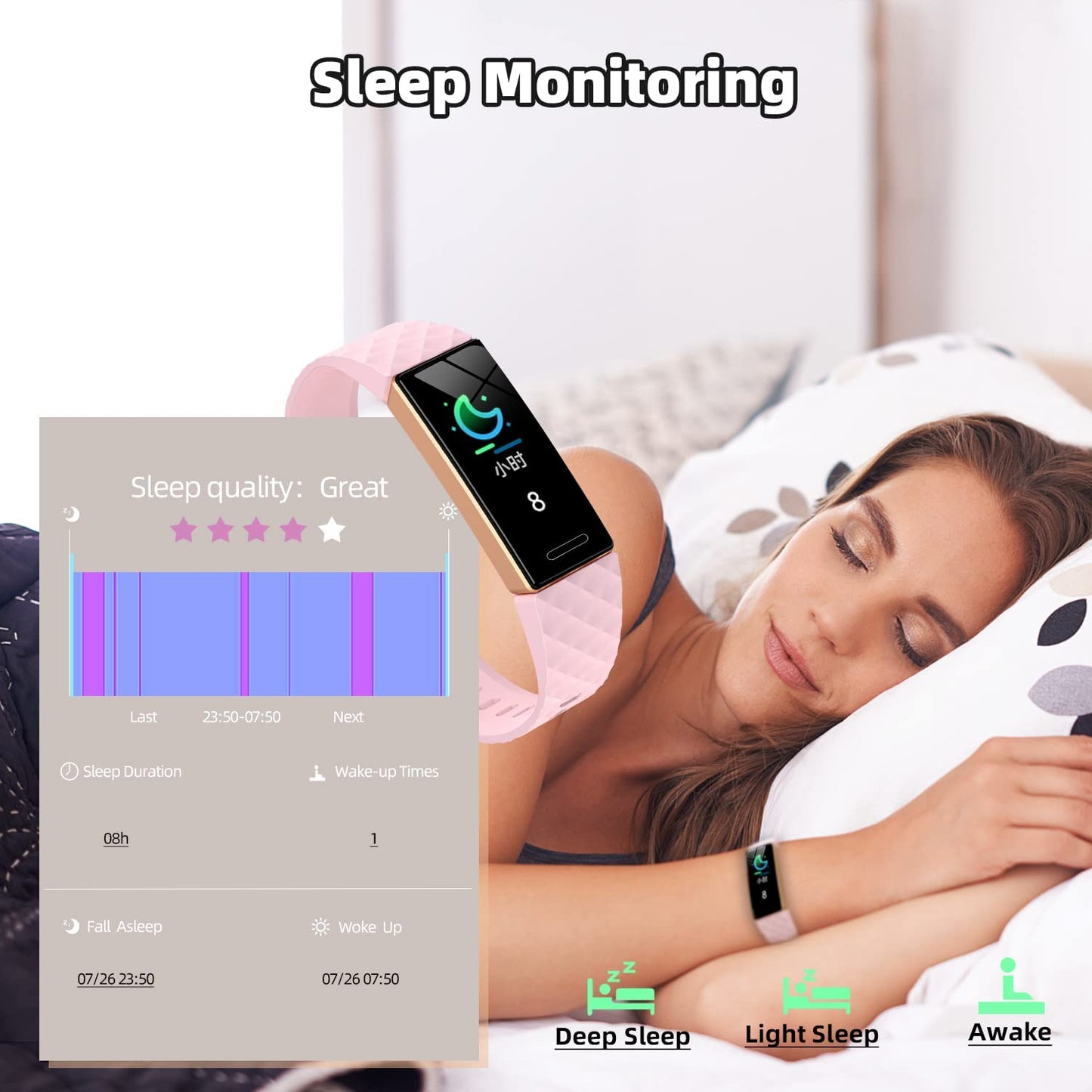 OYT Fitness Tracker, Fitness Watch Activity Tracker with Pedometers, Heart Rate & Sleep Monitor, Stopwatch, Step Calorie Counter, Blood Oxygen, IP68 Waterproof Tracker Watch for Man and Women(Pink)