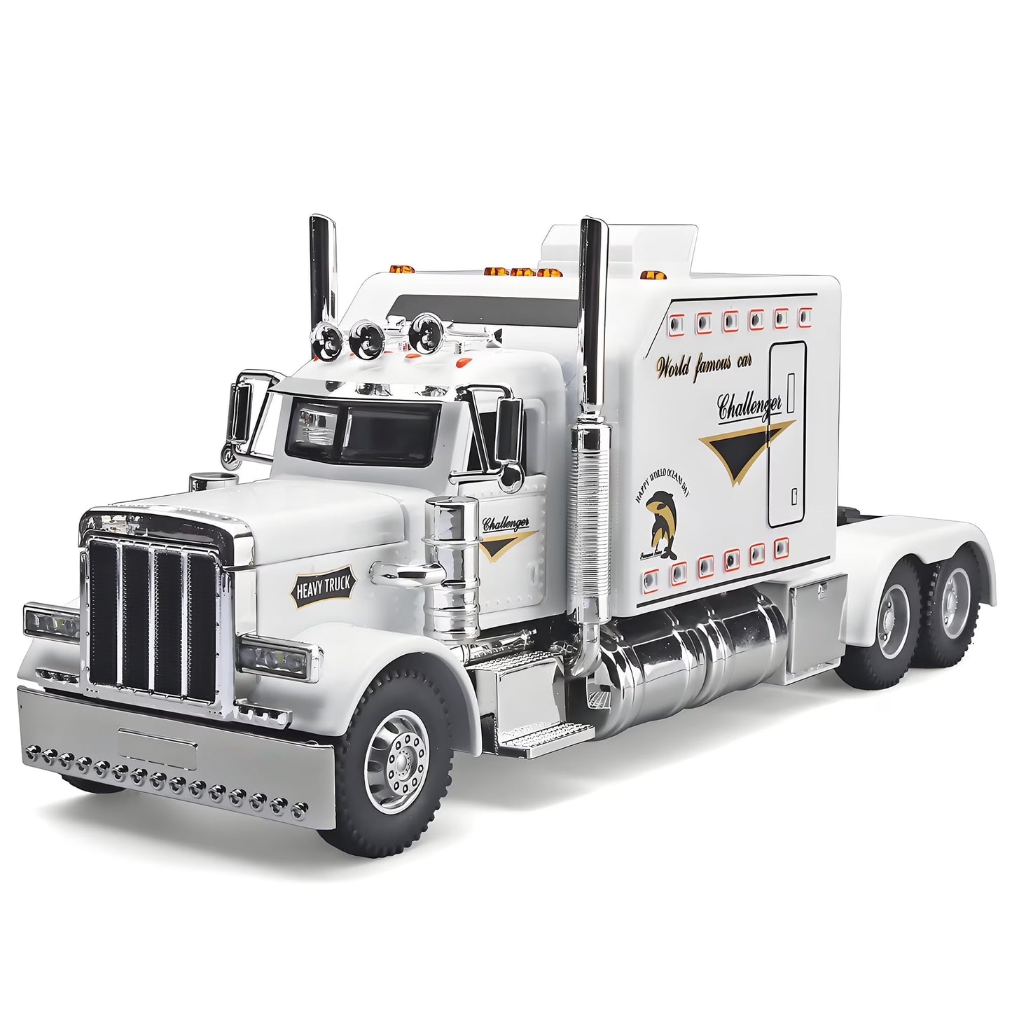 Anmyjuly 1/24 Metal Diecast Semi Truck Toy with Lights and Sounds, Trailer Model for Boys 4-7 Years Old, Red