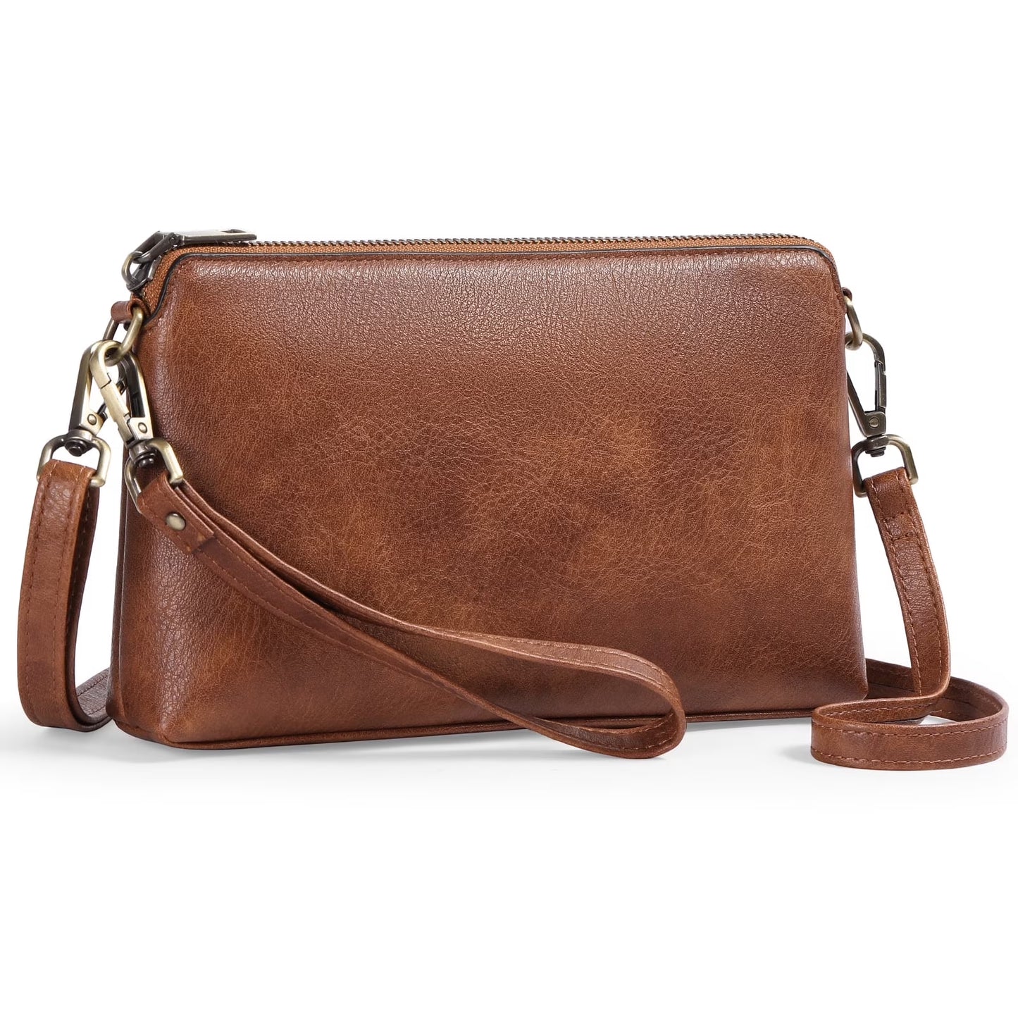 GAEKEAO Crossbody Bags for Women Small Genuine Leather Shoulder Purse Cross Body Bag with Wristlet Top Zipper
