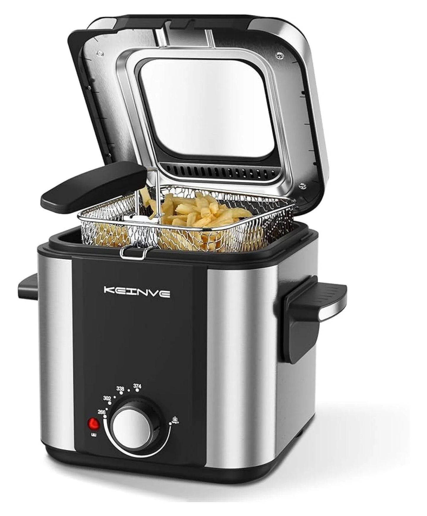 Electric Deep Fryer, 1.5 Liters Oil Capacity, Small Deep Fryer with Basket, Cool Touch Sides, Nonstick