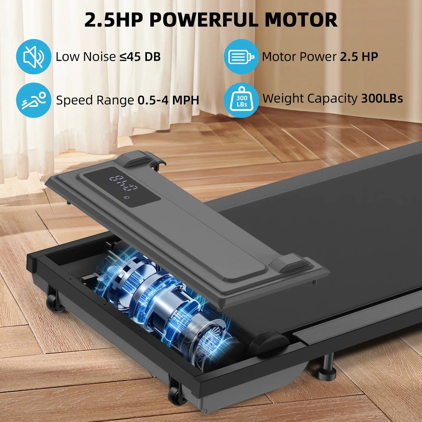 ANCHEER Walking Pad, 2 in 1 under Desk Treadmill with Remote Control、Led Display, 300 Lbs Portable Treadmill for Home/Office (Black)