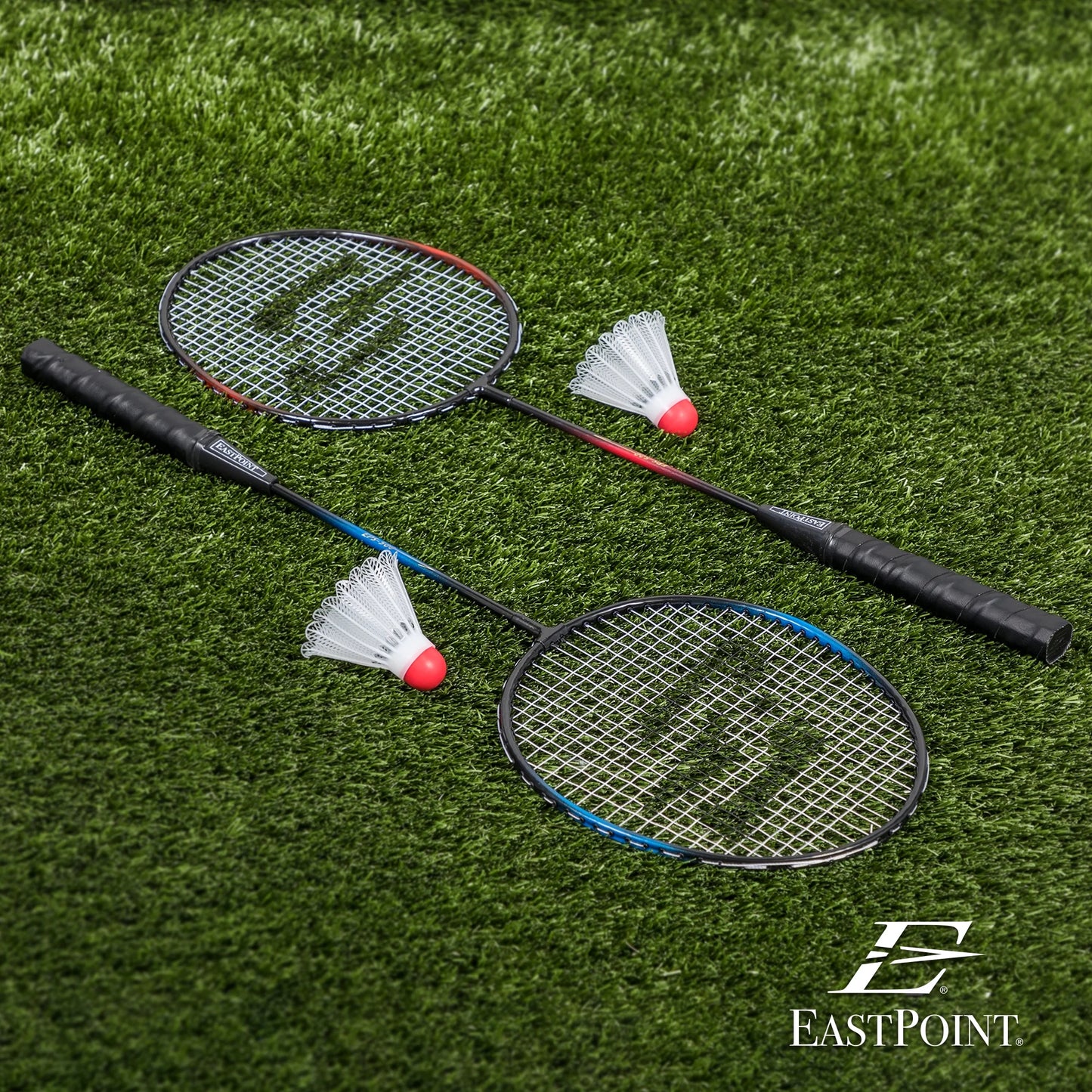 Eastpoint Sports 2 Player Badminton Racket Set; 2 Rackets with Steel Shafts, 2 Shuttlecock Birdies