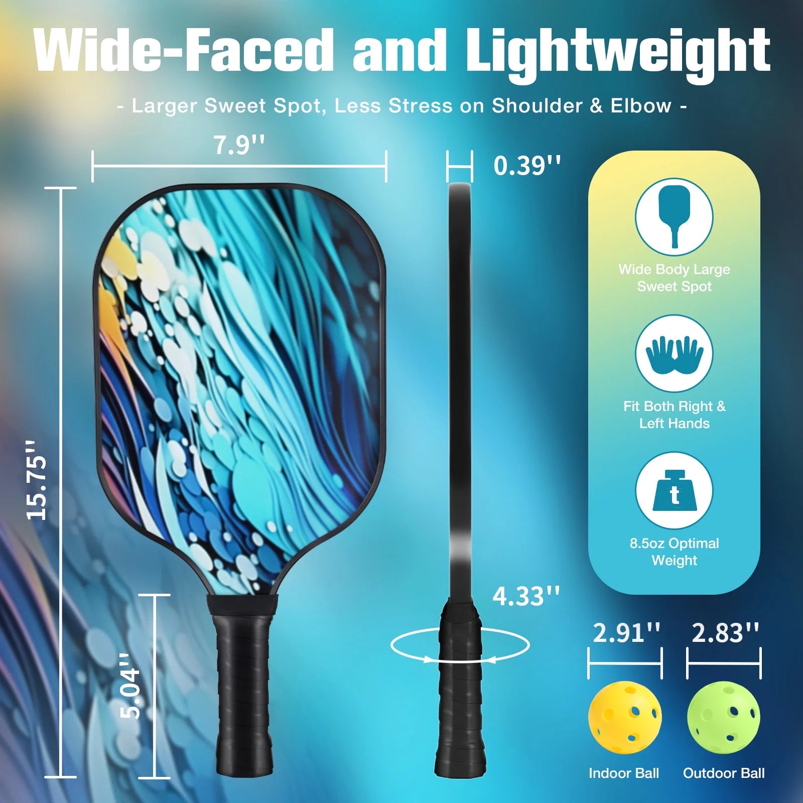 Pickleball Paddles Set of 4, with 4 Fiberglass Paddles, 4 Pickle-Ball , 4 Cooling Towel, 1 Pickleball Bag, PP Honeycomb Core Pickleball Equipment Is the Perfect Gift for Beginners & Amateurs