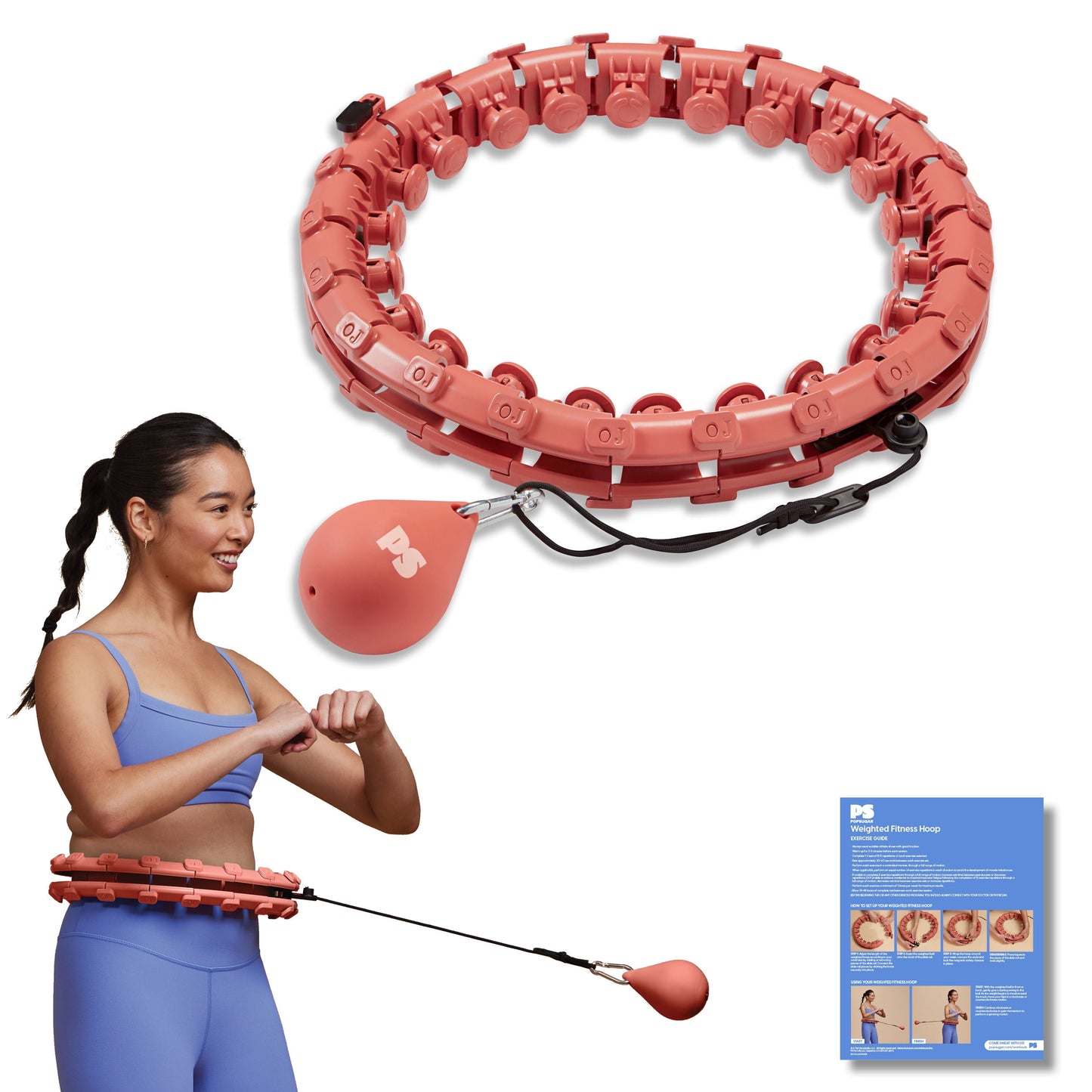 Popsugar Adjustable Weighted Fitness Hoop, Coral