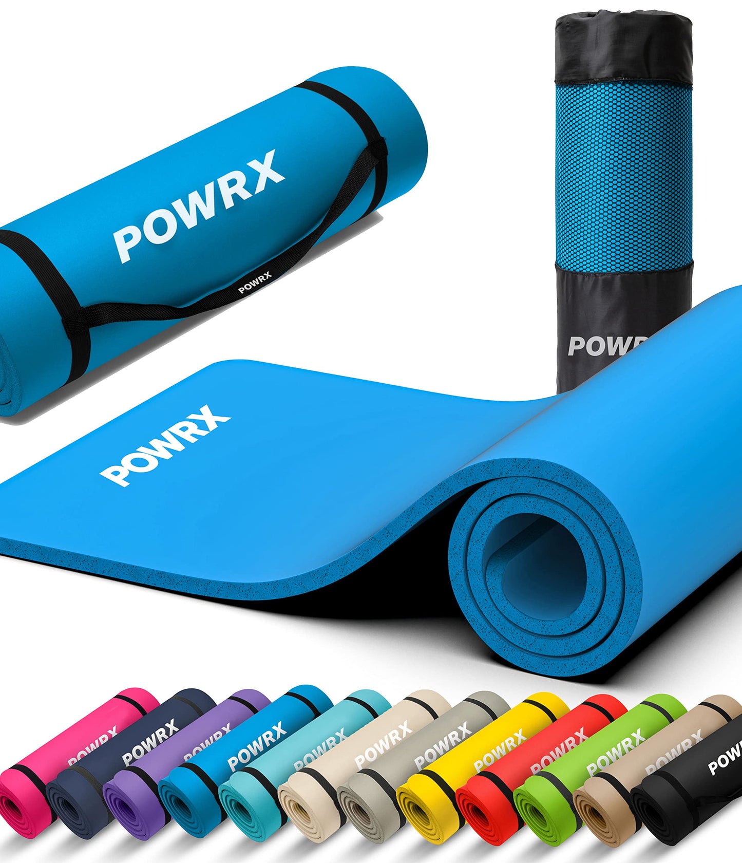 Exercise Yoga Mat Extra Thick Large with Carrying Strip and Bag Nonslip Skin