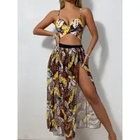 Swimwear Three-piece Beach Holiday Women's Bikini Shell Fishnet Skirt Three-piece Set