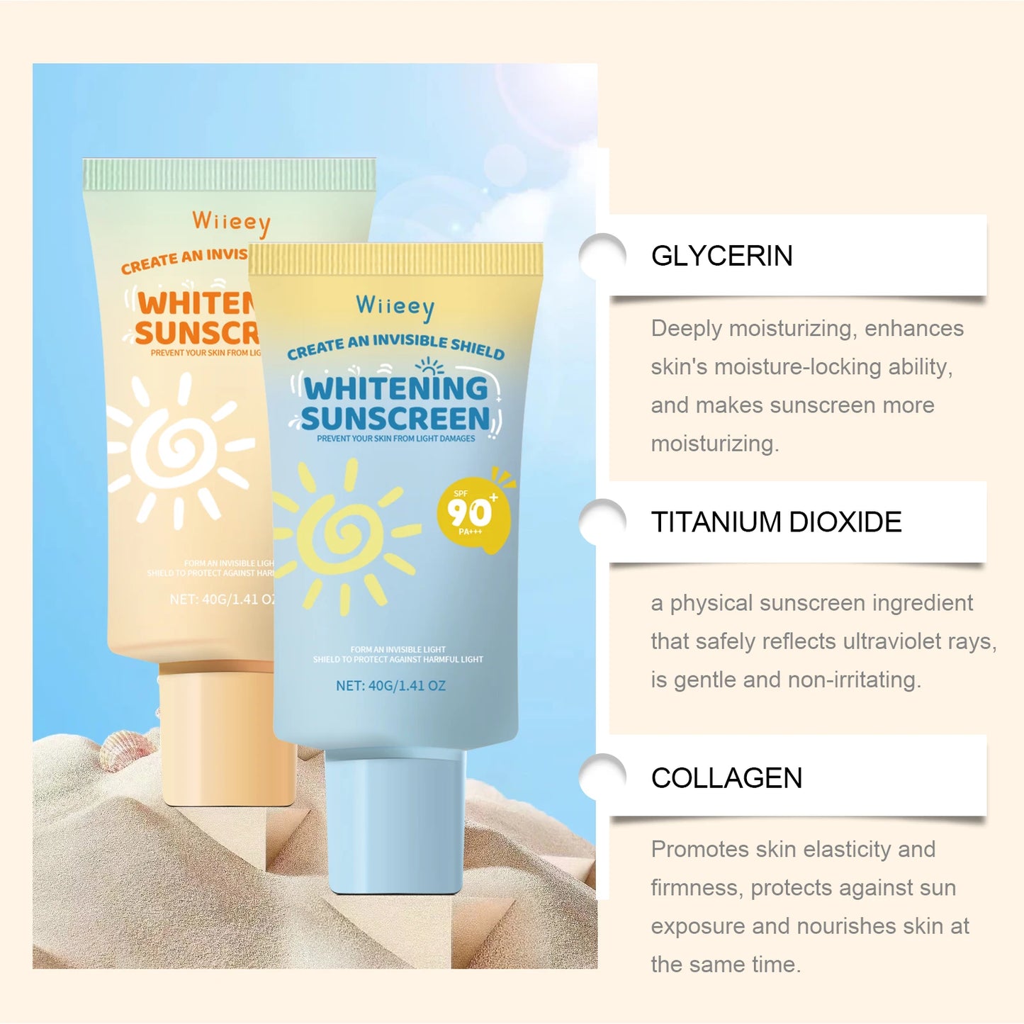 Kids Sunscreen Body Lotion Spf 50 Lightweight Non-greasy Refreshing Face Hydrating Brighten Broad Spectrum Moisturizing Sunblock