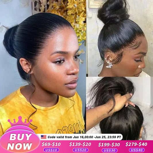 HD 360 Full Lace Wig Human Hair Pre plucked HD Lace Wig 13x6 Human Hair Wigs 30 inch Bone Straight Lace Frontal Wig For Women
