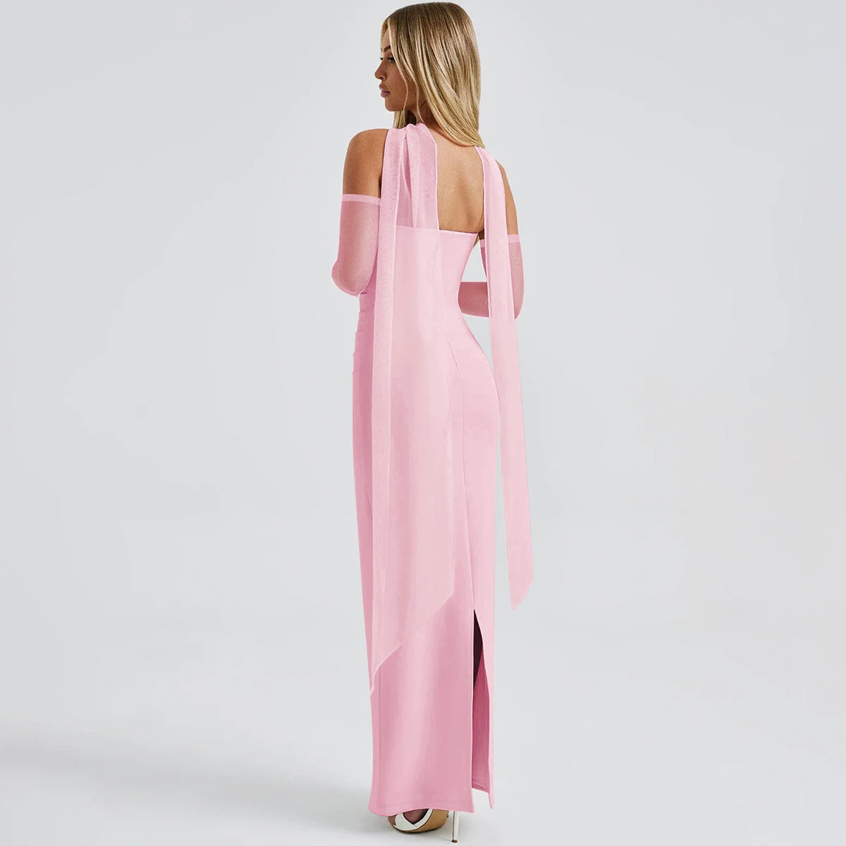 Écharpe élégante Hugcitar, sans bretelles, gants en maille unie, robe de bal maxi moulante sexy, tenues mode Y2K pour femme, mariage, fête, anniversaire