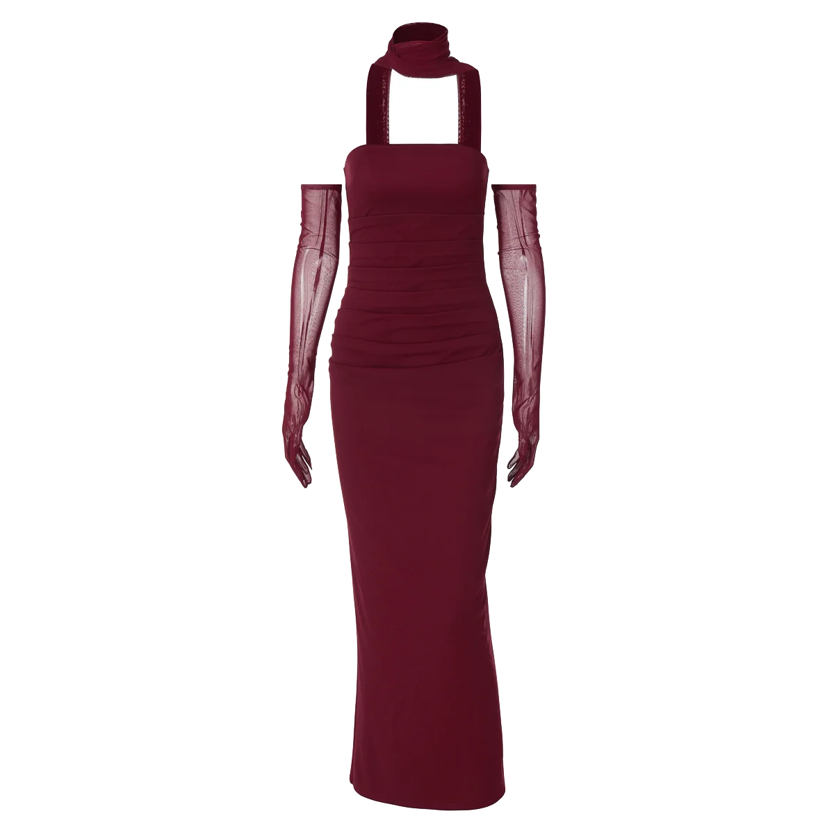 Écharpe élégante Hugcitar, sans bretelles, gants en maille unie, robe de bal maxi moulante sexy, tenues mode Y2K pour femme, mariage, fête, anniversaire