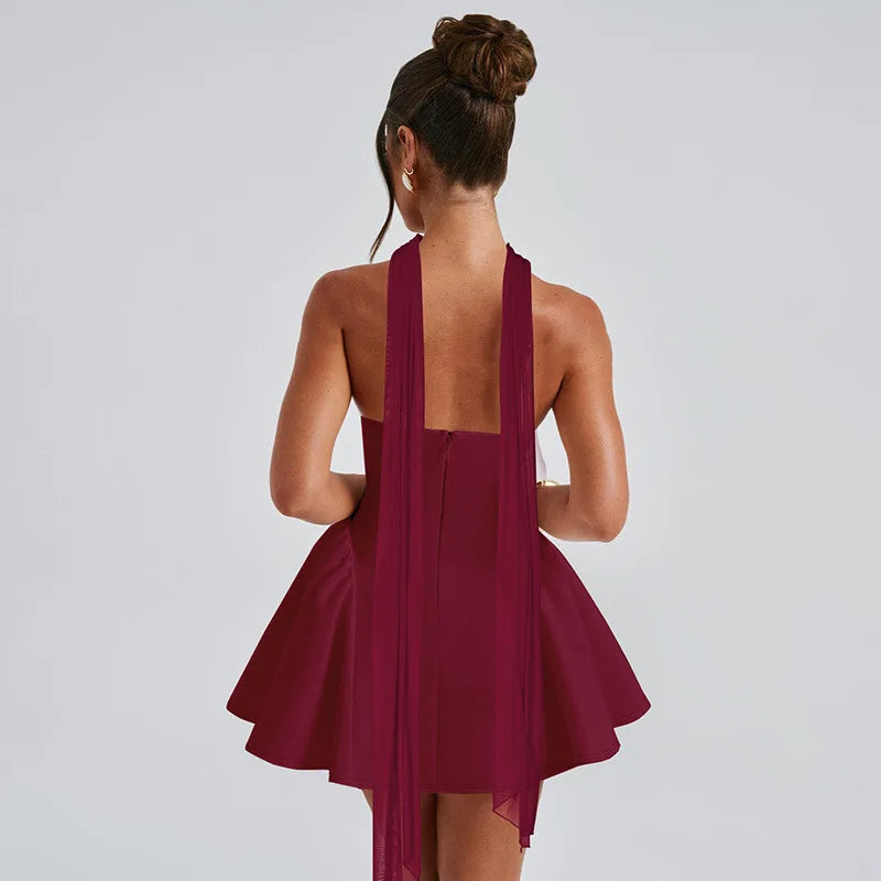 Robe mini bustier sexy Tornova avec ruban, dos nu élégant, fermeture éclair, taille haute, robe de soirée élégante pour femme, collection 2025