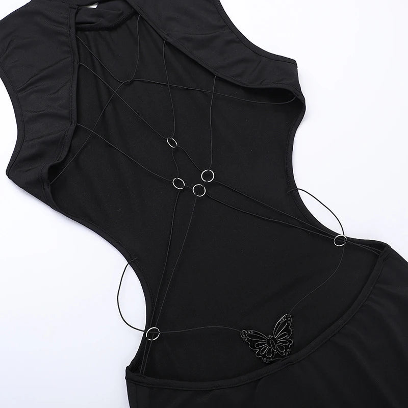 Sexy Backless Black Maxi Dresses For Women Summer Sleeveless Elegant Bodycon Halter Long Dress Casual Party Vestidos