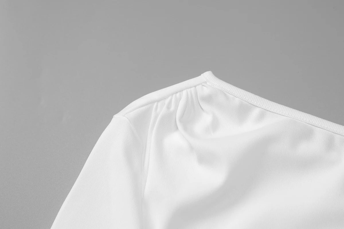 Robe mini Dulzura à épaules dénudées, manches longues, froncée et coupe slim asymétrique, unie, sexy et décontractée, idéale pour les soirées et les clubs en automne.