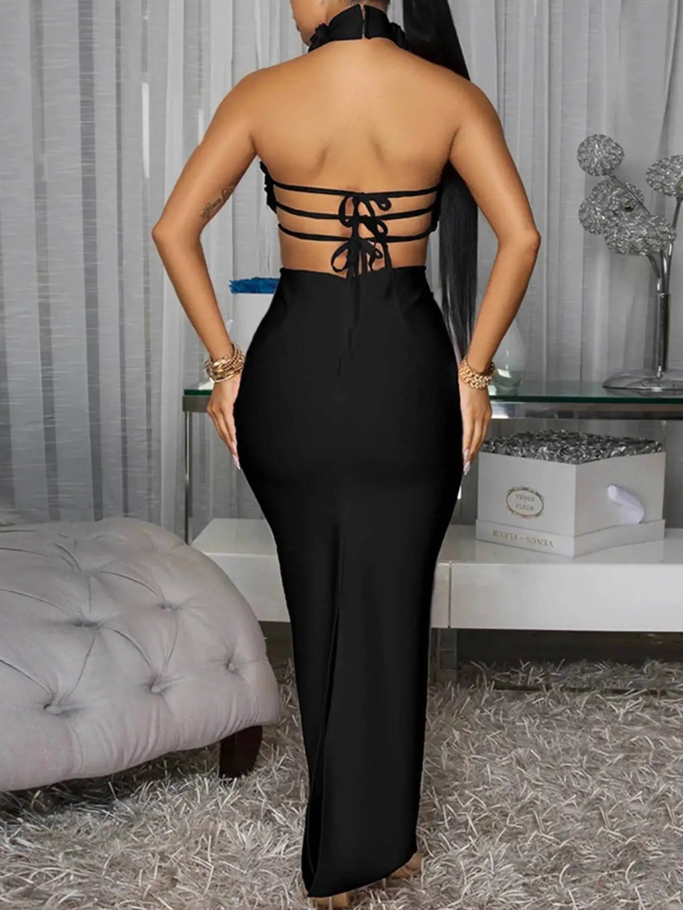 Sexy backless maxi black summer dress women elegant wedding party long dresses 2025 woman flower birthday evening dress vestidos