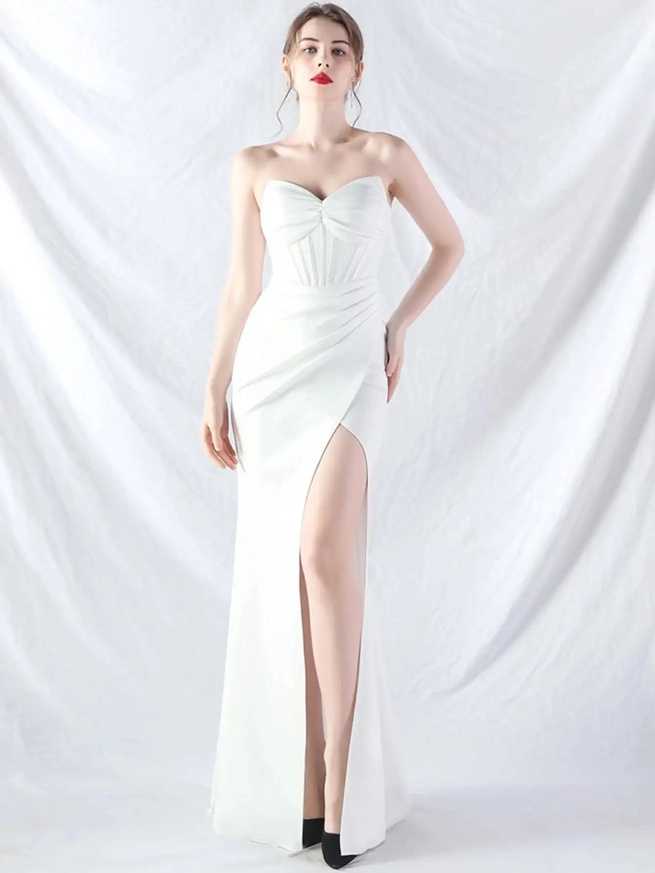 Robe longue d'été blanche dos nu sexy, élégante robe à plis pour femme, robe de soirée d'anniversaire, robe longue de mariage rouge luxueuse, vestidos
