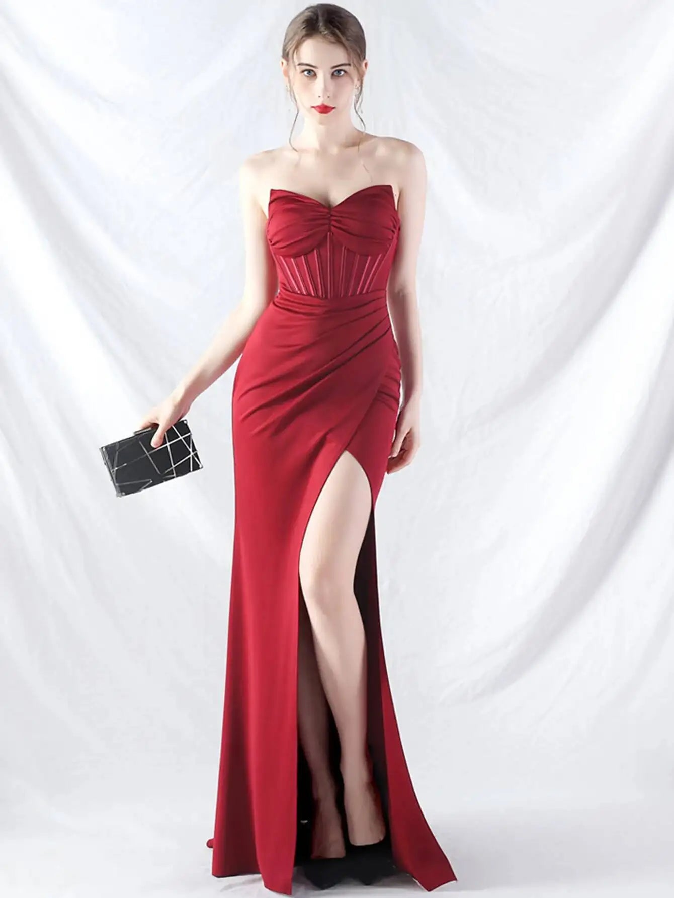 Robe longue d'été blanche dos nu sexy, élégante robe à plis pour femme, robe de soirée d'anniversaire, robe longue de mariage rouge luxueuse, vestidos