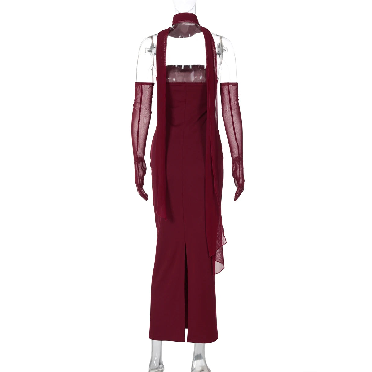 Écharpe élégante Hugcitar, sans bretelles, gants en maille unie, robe de bal maxi moulante sexy, tenues mode Y2K pour femme, mariage, fête, anniversaire