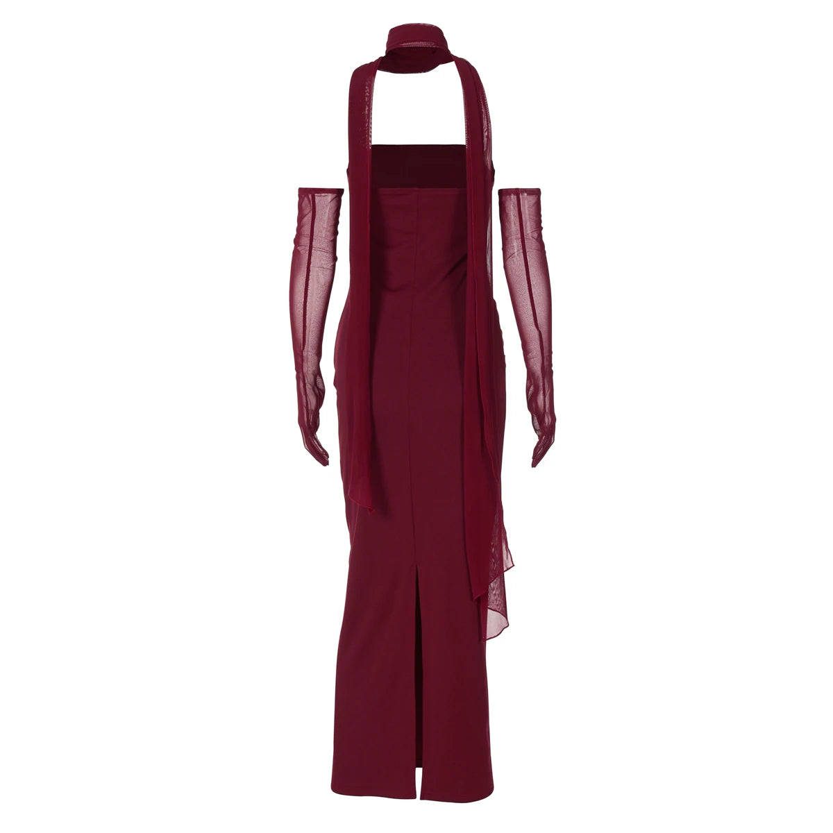 Écharpe élégante Hugcitar, sans bretelles, gants en maille unie, robe de bal maxi moulante sexy, tenues mode Y2K pour femme, mariage, fête, anniversaire